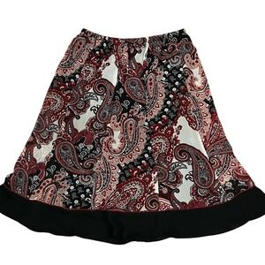 Y2K Studio One Paisley Print Knee Length Skirt Red Black Size 8 Whimsigoth